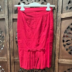Voodoo Vixen Nicole Red Pleated Pencil Wiggle Retro Skirt